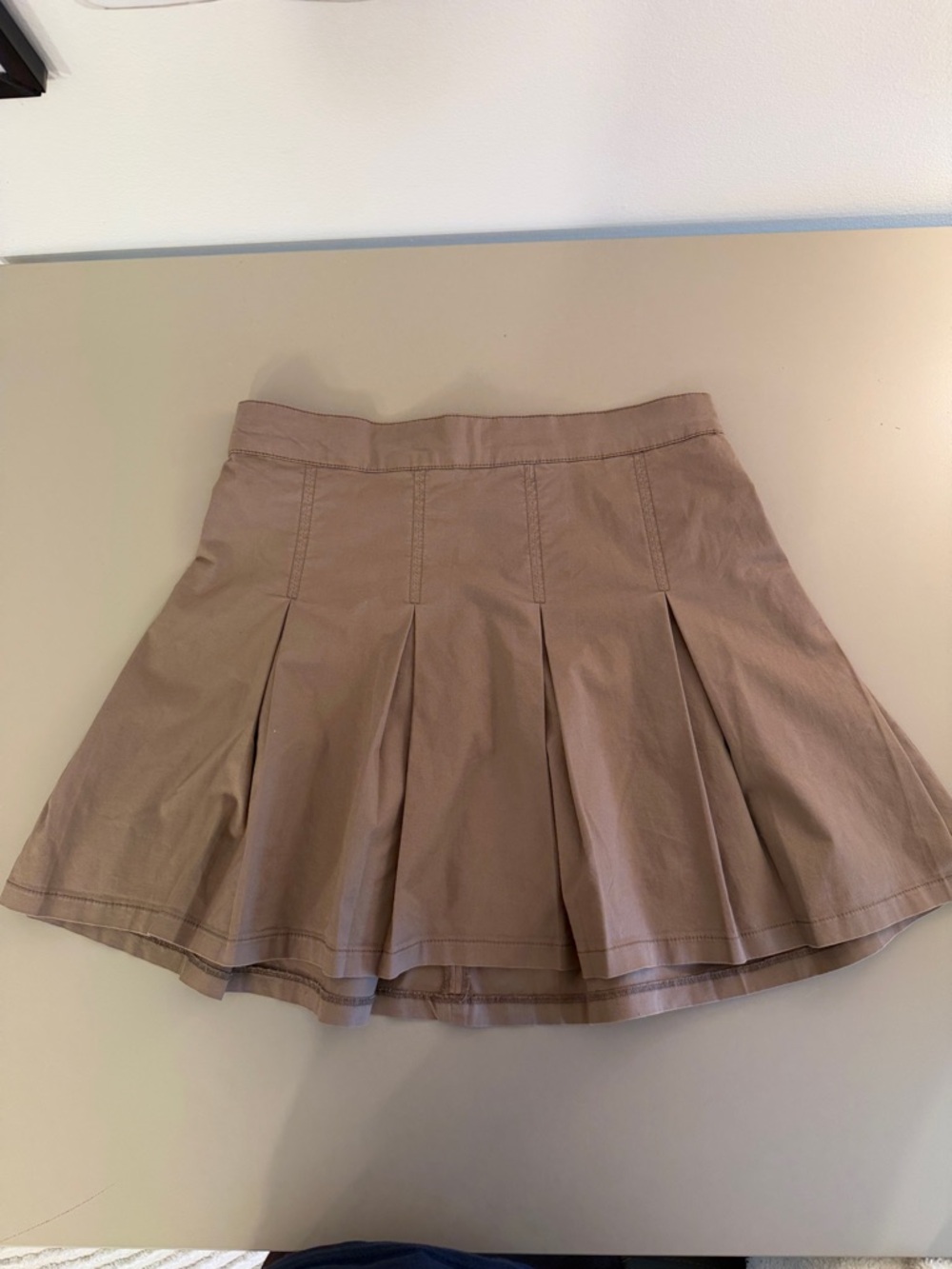 Nordstrom Taupe Pleated Skater Skirt